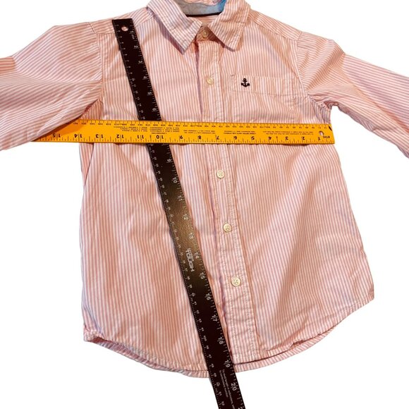 Carter's Boy Pink Striped Button-Down Shirt Long Sleeve Size 6 - Picture 6 of 8